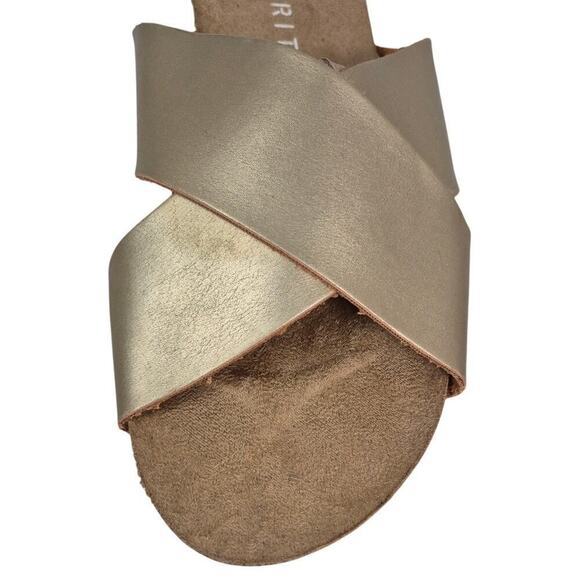 Esprit Gold Leather Criss Cross Gold Slide Sandals Women 9M NWOT - Picture 4 of 5